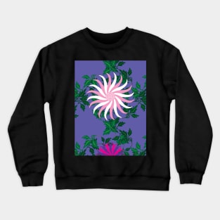 White, Pink, Cerise and Purple Flowers on a Vine Leaves and Mauve background Crewneck Sweatshirt